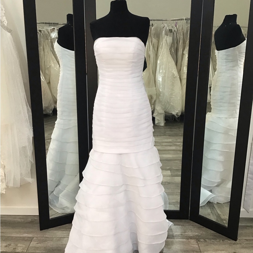 Strapless White Layered Mermaid Dress